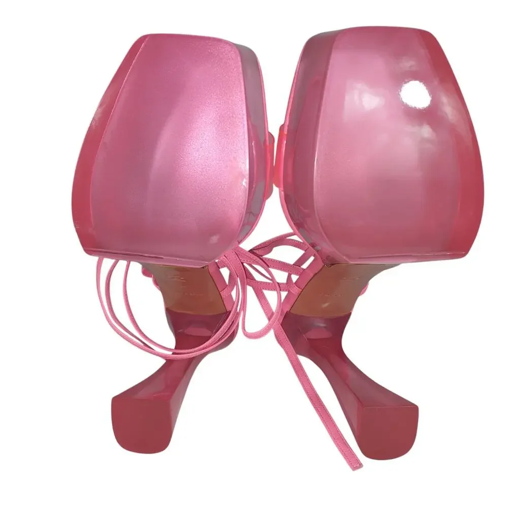 Amina Muaddi Pvc Pink Sita Platform Sandals Size IT 40 / US 10